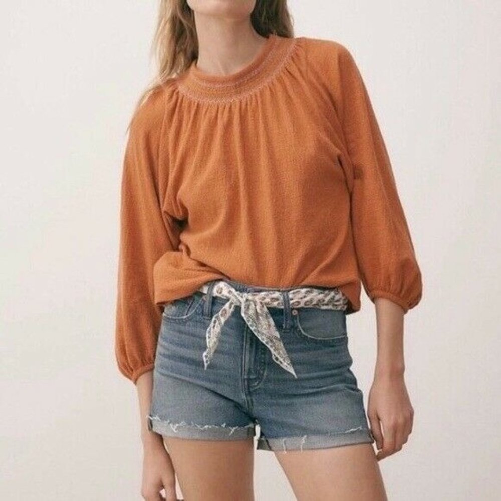 Madewell Superlight Jacquard Embroidered Smocked T - Picture 2 of 12